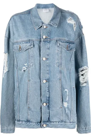 Vetements Ripped-detail oversized denim jacket