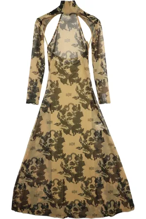 Rokh Floral-print cut-out dress
