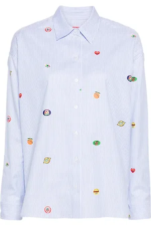 Kenzo Fruit stickers-print striped shirt