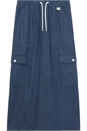 Chocoolate Elasticated-waist denim midi skirt