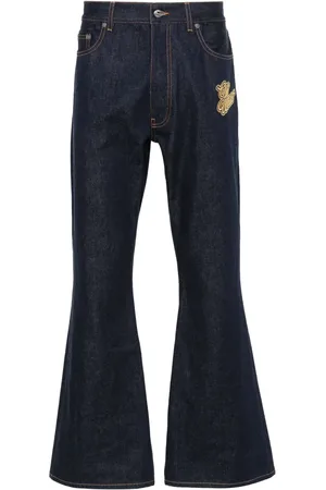 OFF-WHITE Logo-embroidered flared jeans