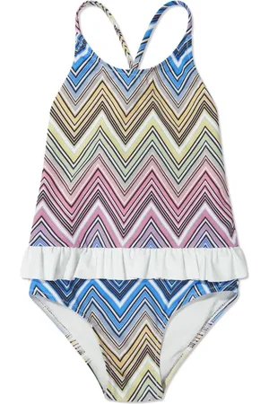 Missoni Zigzag-print ruffle swimsuit