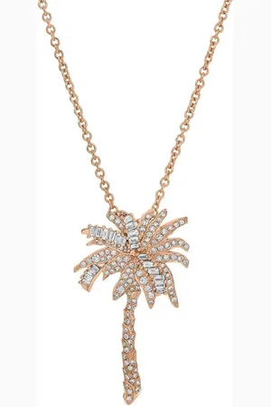 Anita 18kt rose palm tree diamond necklace