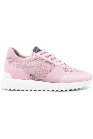 LE SILLA Floral-lace leather sneakers