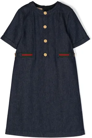 Gucci Web-detailed mini denim dress
