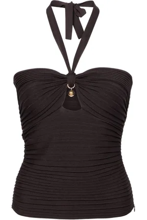 Serafini Plissé-effect halterneck top