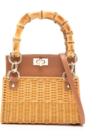 SERPUI Vicky interwoven straw clutch bag