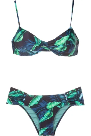Lygia & Nanny Vit??ria twisted leaf-print bikini
