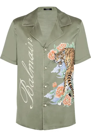 Balmain Tiger-print satin shirt