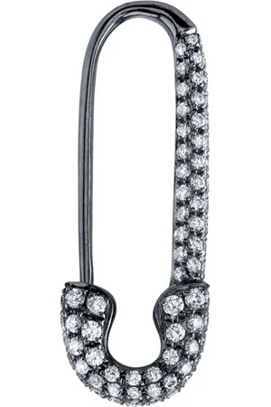 Anita 18kt black gold Safety Pin diamond hoop earring