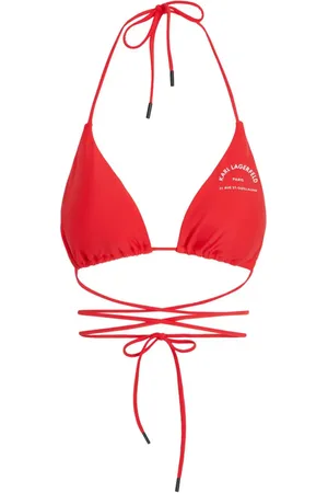 Karl Lagerfeld Logo-print triangle bikini top