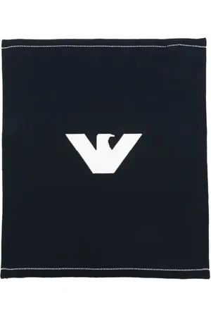 Emporio Armani Logo-intarsia cotton blanket