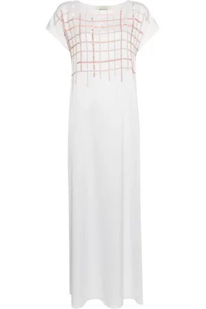SHATHA ESSA Abstract-grib embellished maxi dress