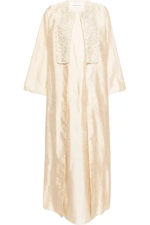 SHATHA ESSA Layered embroidered silk maxi dress