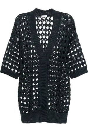 Brunello Cucinelli Open-knit midi cardi-coat