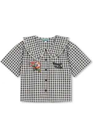 Kenzo Logo-embroidered gingham shirt