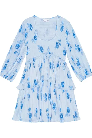 Ganni Floral-print pleated minidress