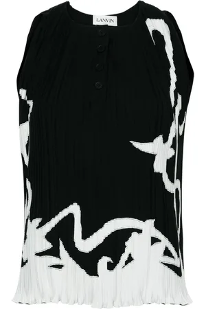 Lanvin Abstract-print pleated blouse