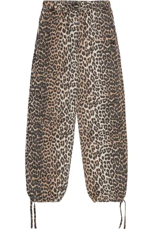 Ganni Leopard-print drawstring trousers