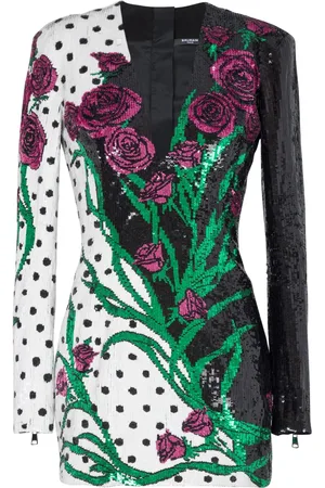 Balmain V-neck sequin minidress