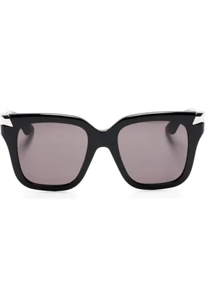 Alexander McQueen Logo-engraved oversize-frame sunglasses