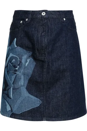 Kenzo Rose-print denim miniskirt