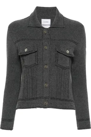 Barrie Contrast-stitch knitted jacket