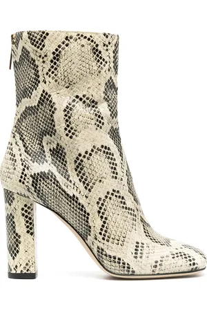 PARIS TEXAS Python-effect 100mm ankle boots