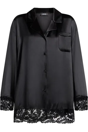 VERSACE Barocco lace-trim silk shirt