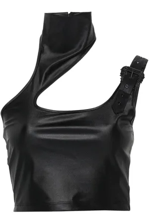 VERSACE Buckle-embellishment cropped top