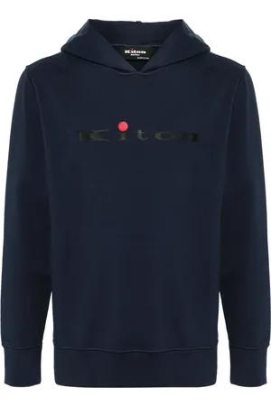 Kiton Logo-rubberised cotton hoodie