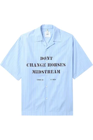 OAMC Striped slogan-print shirt