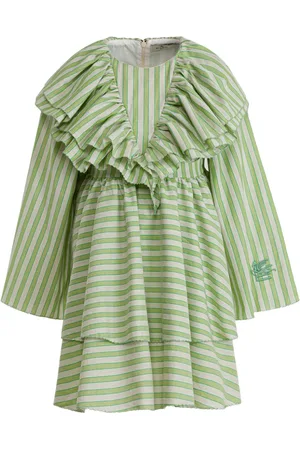 Etro Ruffled striped cotton dress