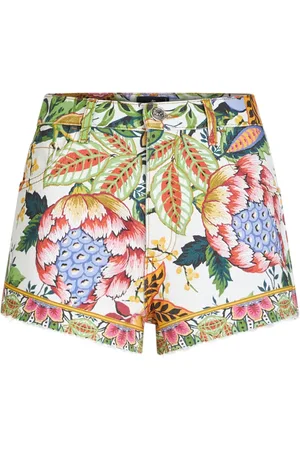 Etro Bouquet-print denim shorts