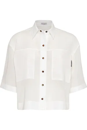 Brunello Cucinelli Cropped short-sleeve shirt