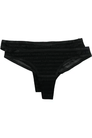 Emporio Armani Logo-jacquard mesh thongs (pack of two)