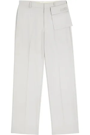 Maison Margiela Logo-embroidered straight-leg tailored trousers