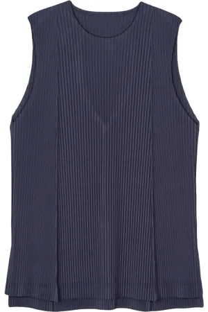 Issey Miyake Pleat-detail pliss??-effect tank top