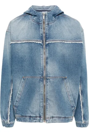 MARCELO BURLON Fringed denim hooded jacket
