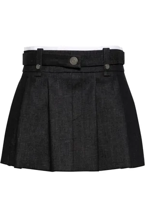 Maje Pleated denim miniskirt