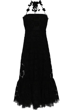 Quintina Black Satin Halter Neck Dress