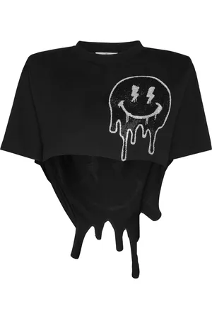Philipp Plein Smiley-face cropped T-shirt