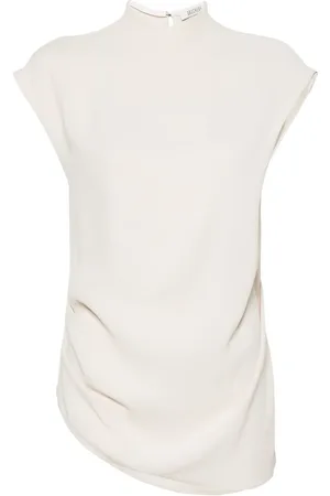 Gauchere Crepe asymmetric sleeveless blouse
