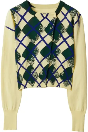 Burberry Argyle-intarsia cropped cotton jumper