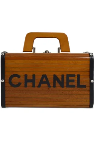 CHANEL 1995 logo-print wood vanity bag