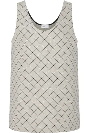 ROSETTA GETTY Windowpane-print vest top