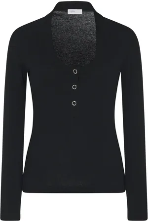 ROSETTA GETTY Henley ribbed-knit top