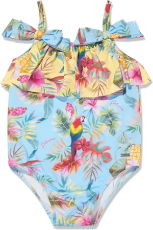 PATACHOU Tropical-print ruffled swimsuit