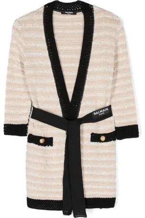 Balmain Belted striped cardigan