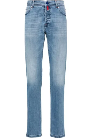 Kiton Mid-rise tapered-leg jeans